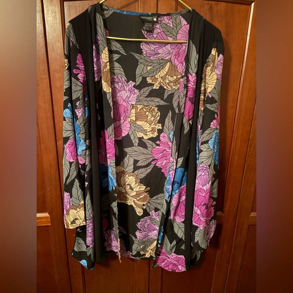 Antthony Floral Women's Jacket - Black, Pink, Purple & blue #1185